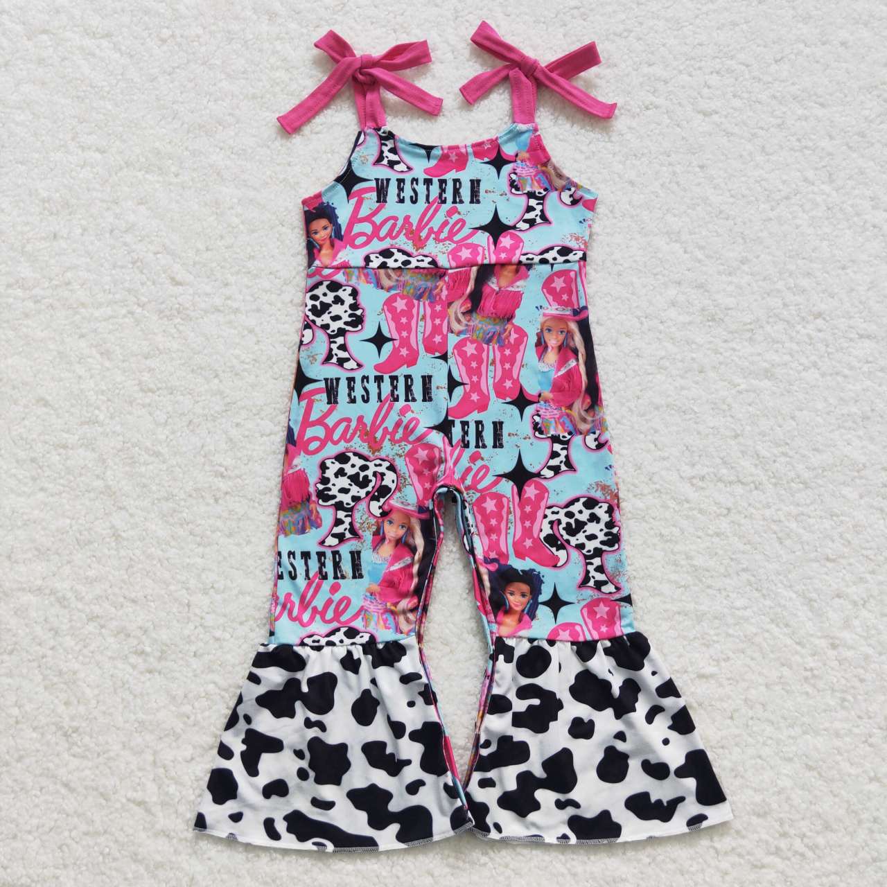 SR0425 BA pink cow print girls jumpsuits