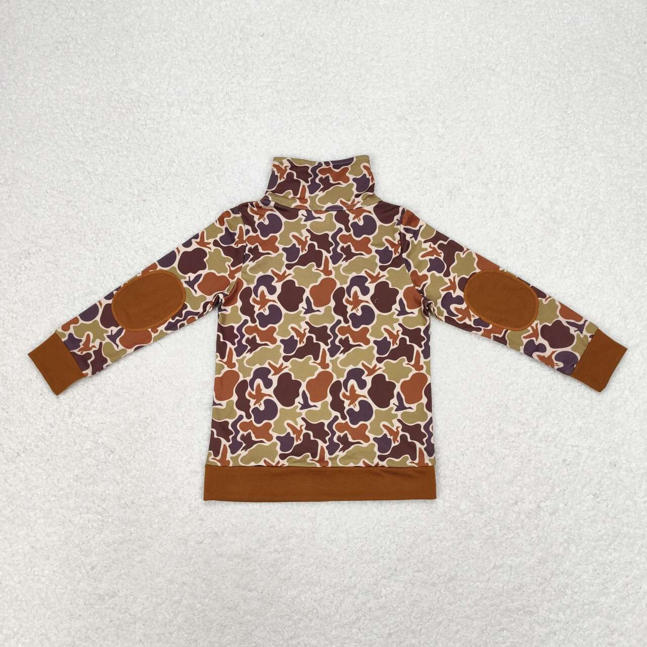 BT0712 brown camo long sleeve zipper boys pullover