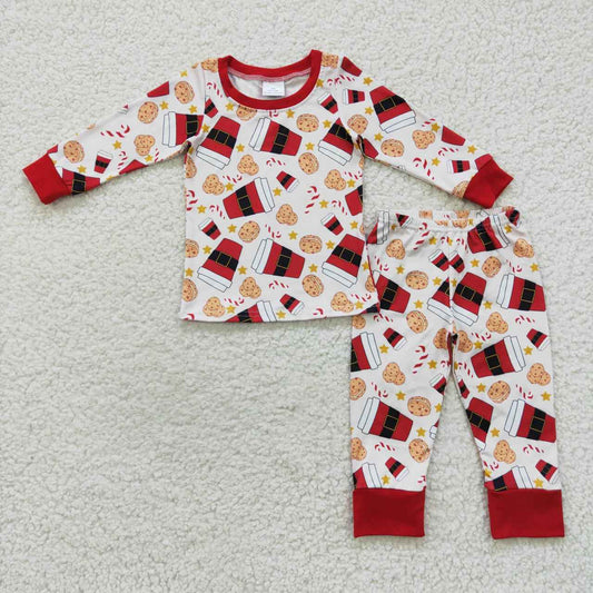 BLP0242 Coffee Cookie Red Long Sleeve Pants Boys Pajamas