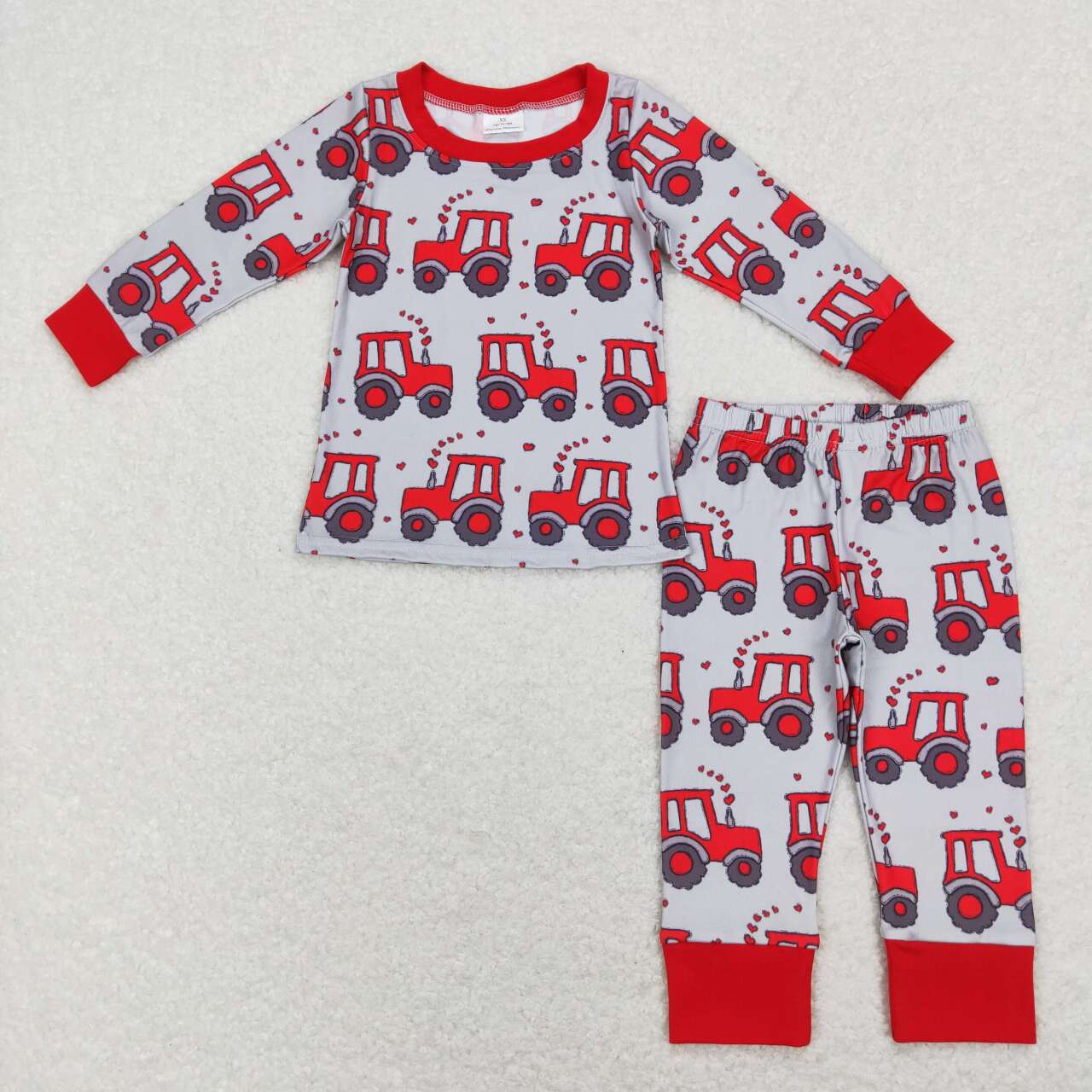 BLP0449 Valentine's  Day Heart Tractor Long Sleeve Pants Boys Pajamas