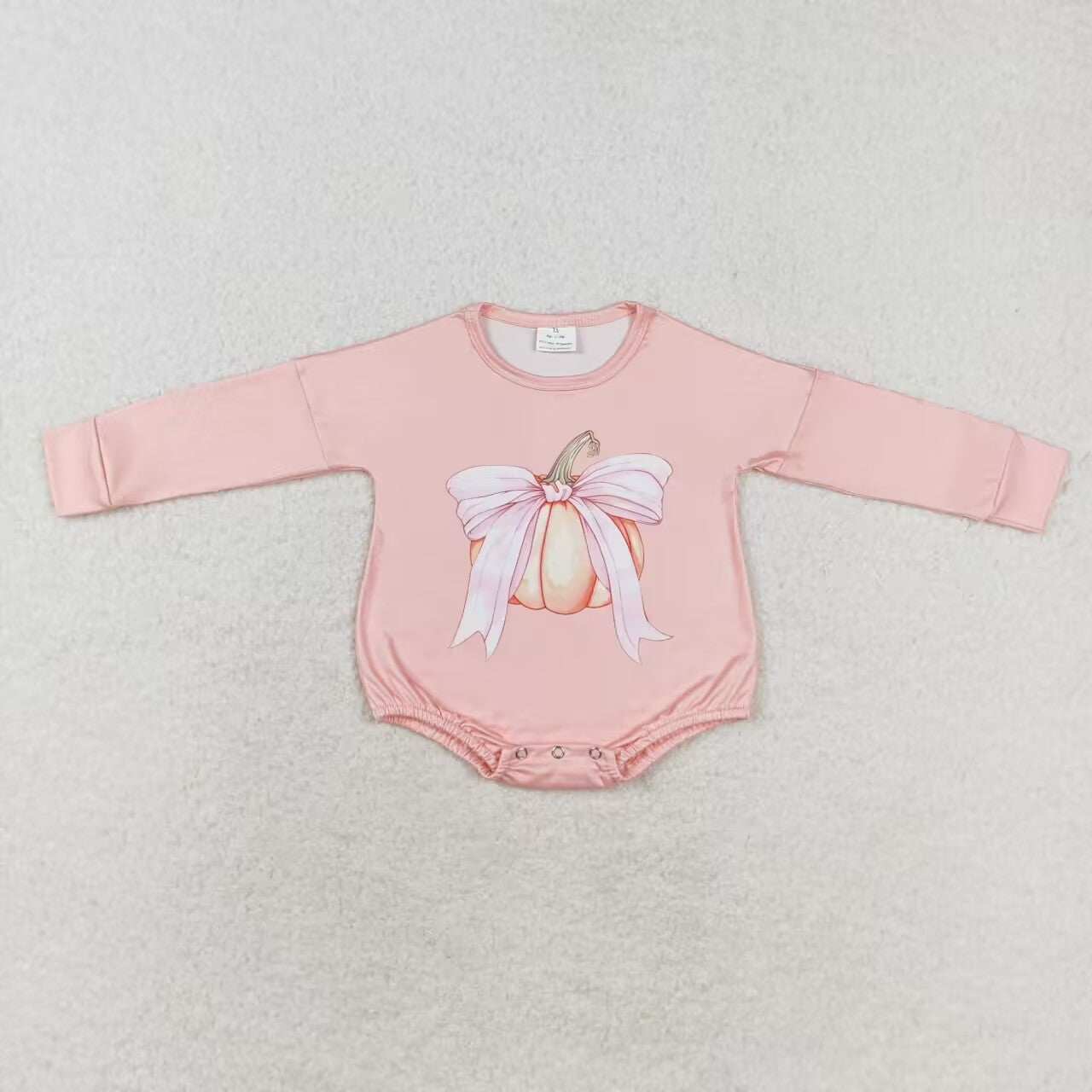 LR1444 pink bows pumpkin pink long sleeve girls romper