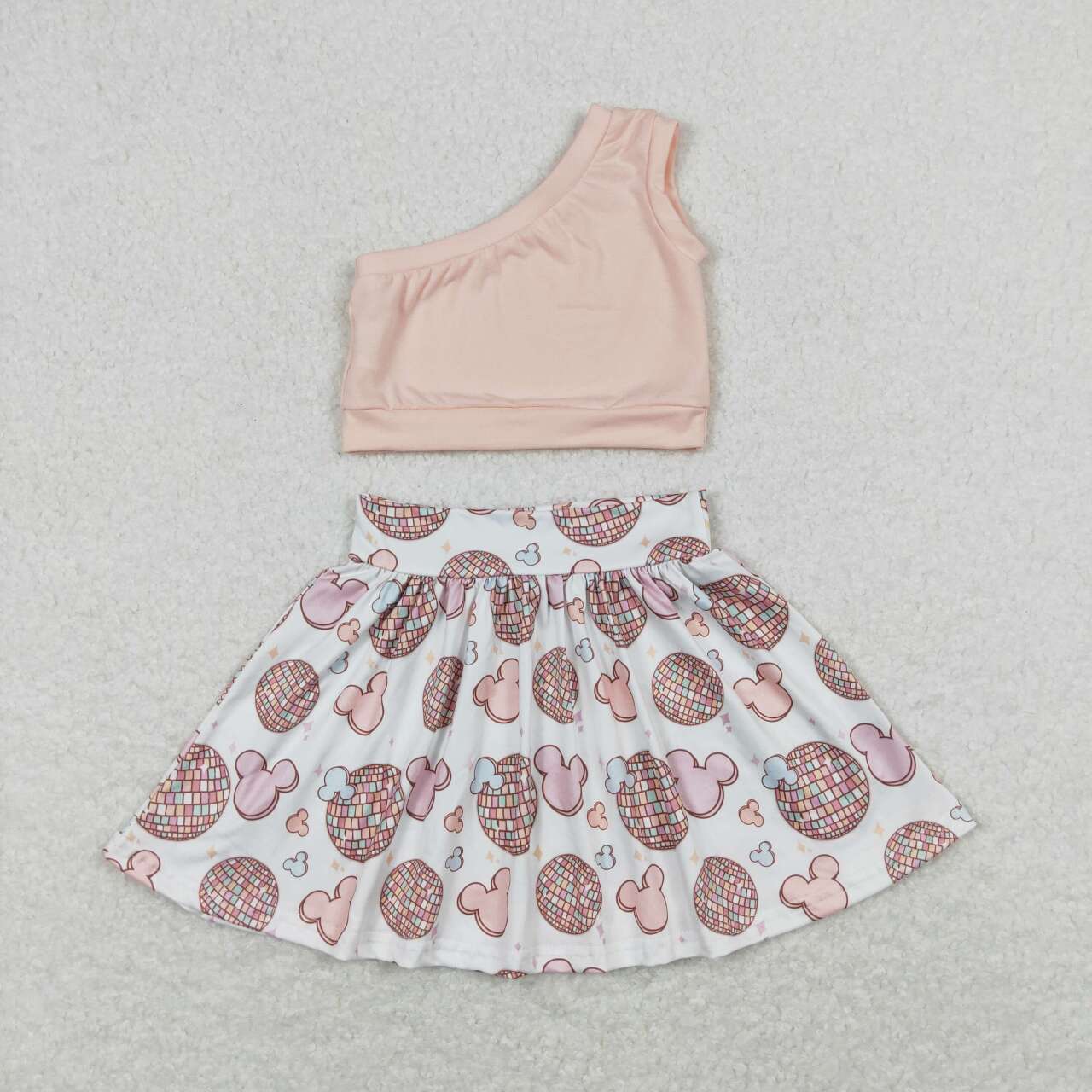 GSD0875 Pink sleeveless cartoon M light box skirt girls set