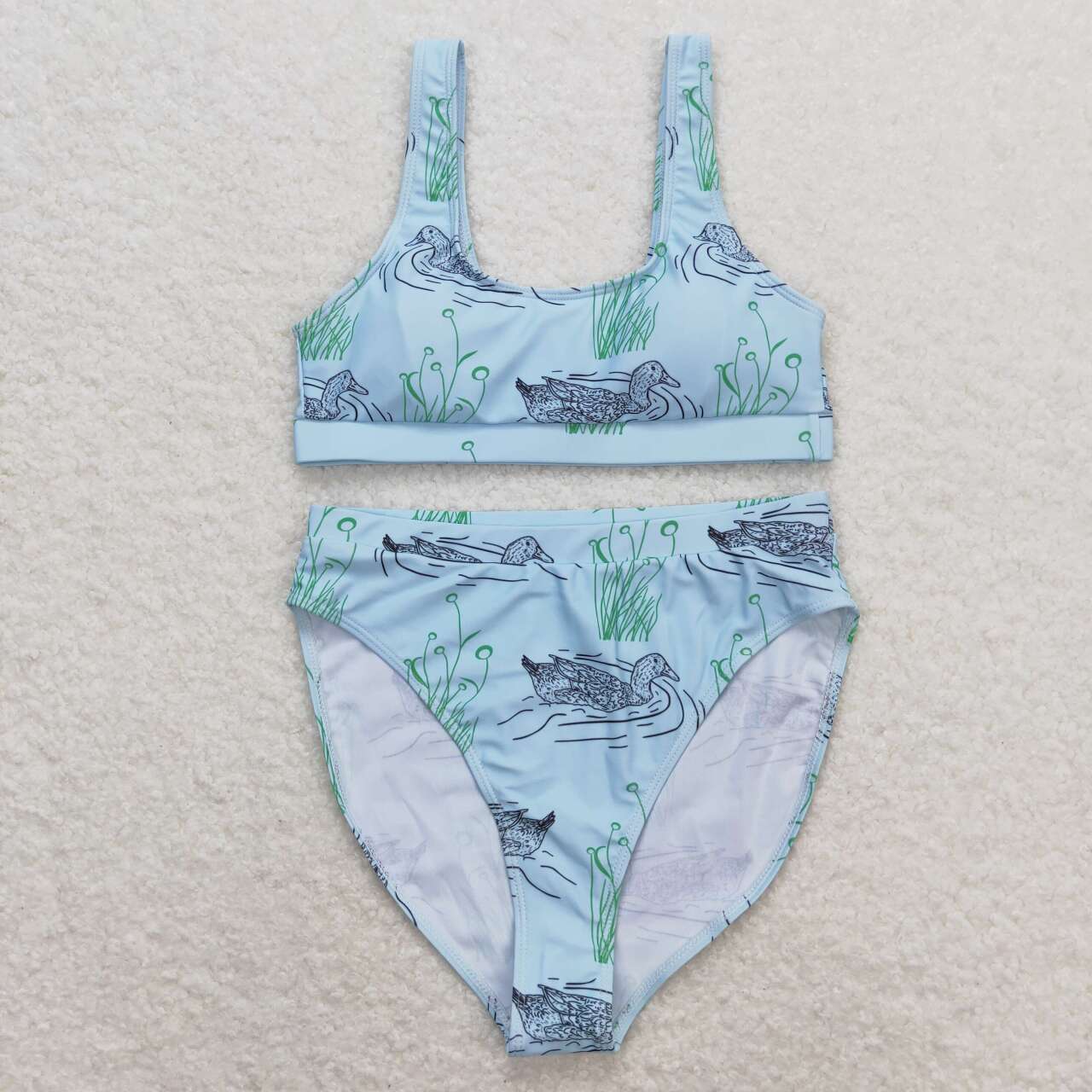 S0357 mallard duck green adult swimsuits