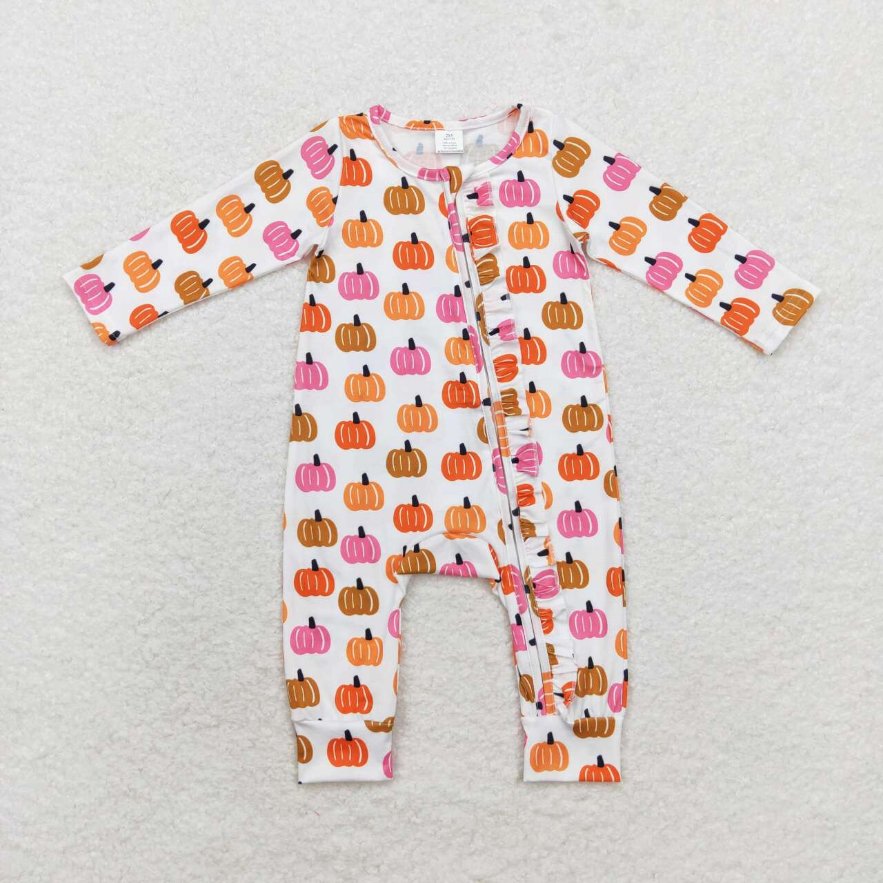 colorful Autumn pumpkin romper sibling clothes RTS