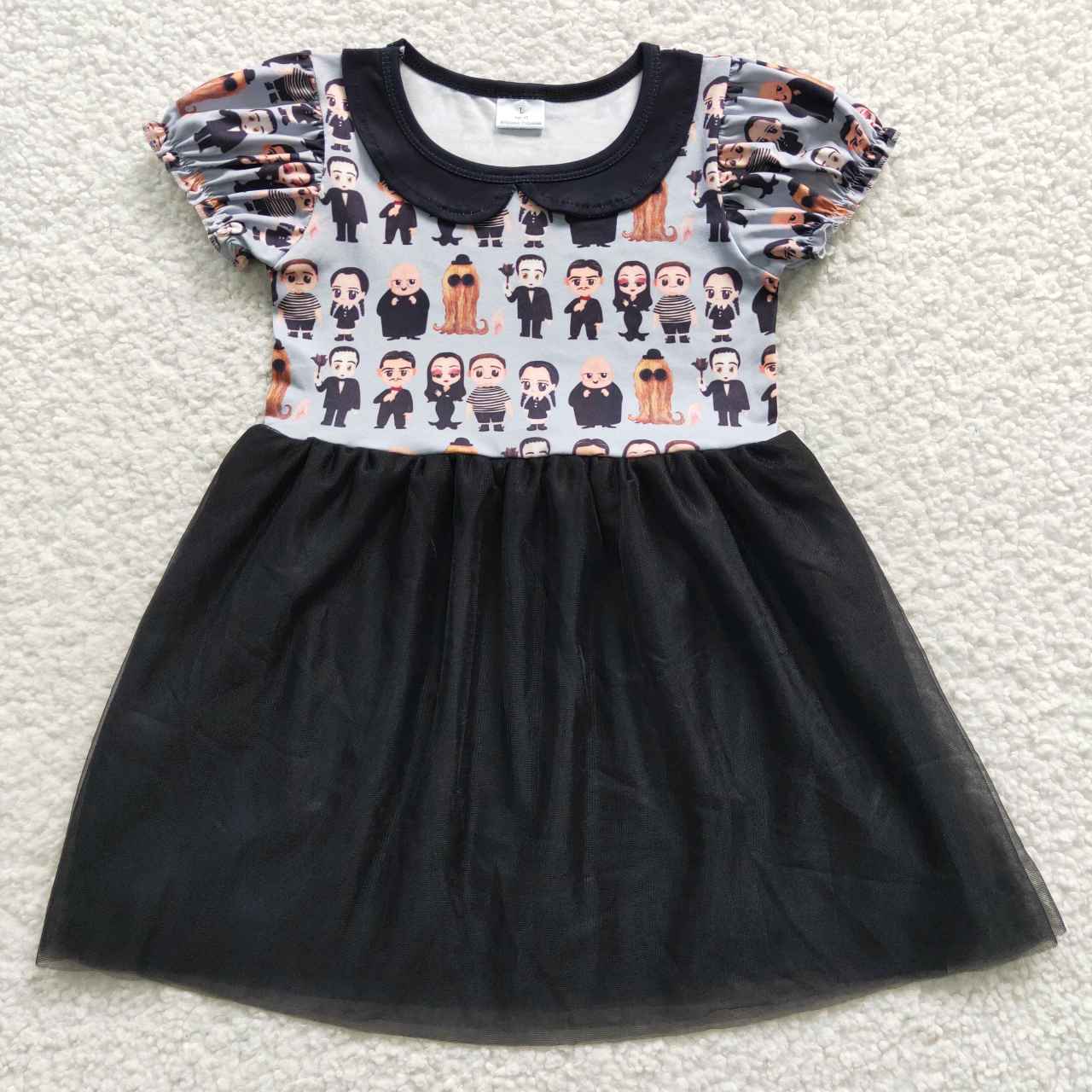 GSD0397 WED Cartoon Black Short Sleeves Tutu Dress