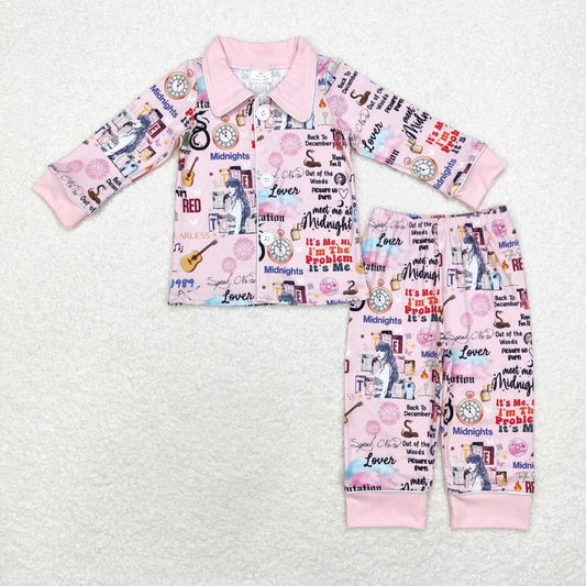 GLP1337 Taylor country singer pink long sleeve pants girls pajamas