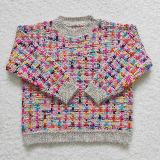 GT0302 Colorful striped long sleeve girls sweater