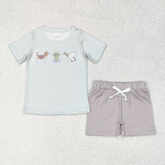 BSSO0980 mallard duck short sleeve striped shorts boys set