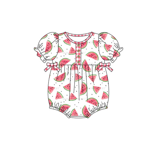 custom S watermelon cute short sleeve girls romper