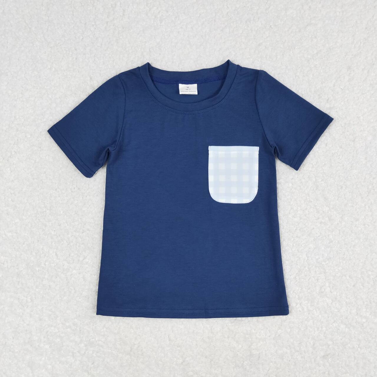 BT0705 navy blue pocket short sleeve boys top