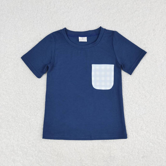 BT0705 navy blue pocket short sleeve boys top