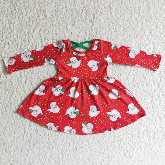 6 C10-18 Winter Long Sleeve Christmas Santa Adorable Design Twirl Dress