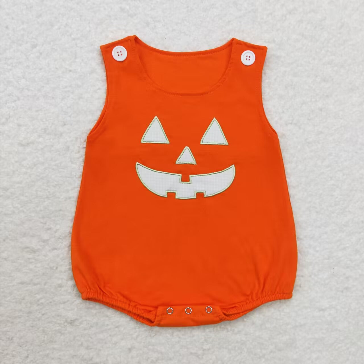 SR1937 embroidery Halloween smile pumpkin orange sleeveless girls romper