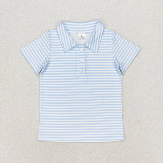 BT0653 light blue striped short sleeve boys top