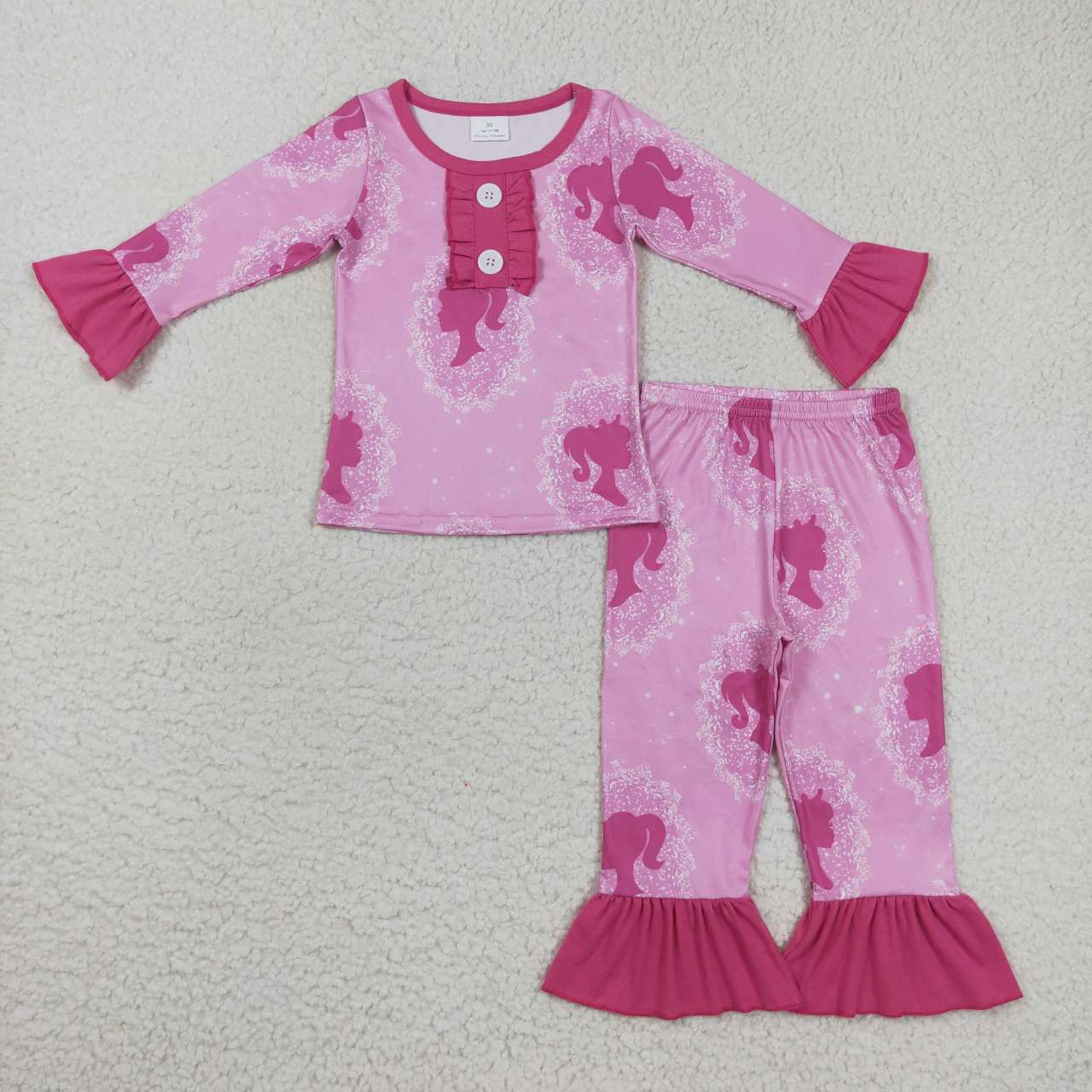 GLP0646 BA hot pink long sleeve pants girls pajamas kids clothes