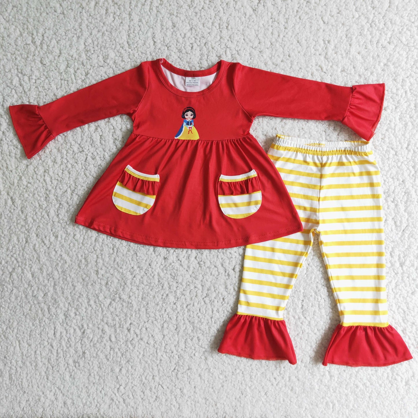 Red Sleeve Princess Pockets Girls Outfits 6 C10-16