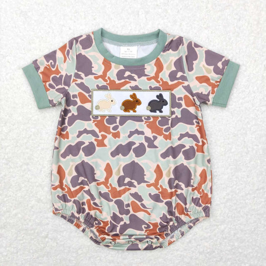 SR0508 Easter rabbit camo short sleeve kids romper