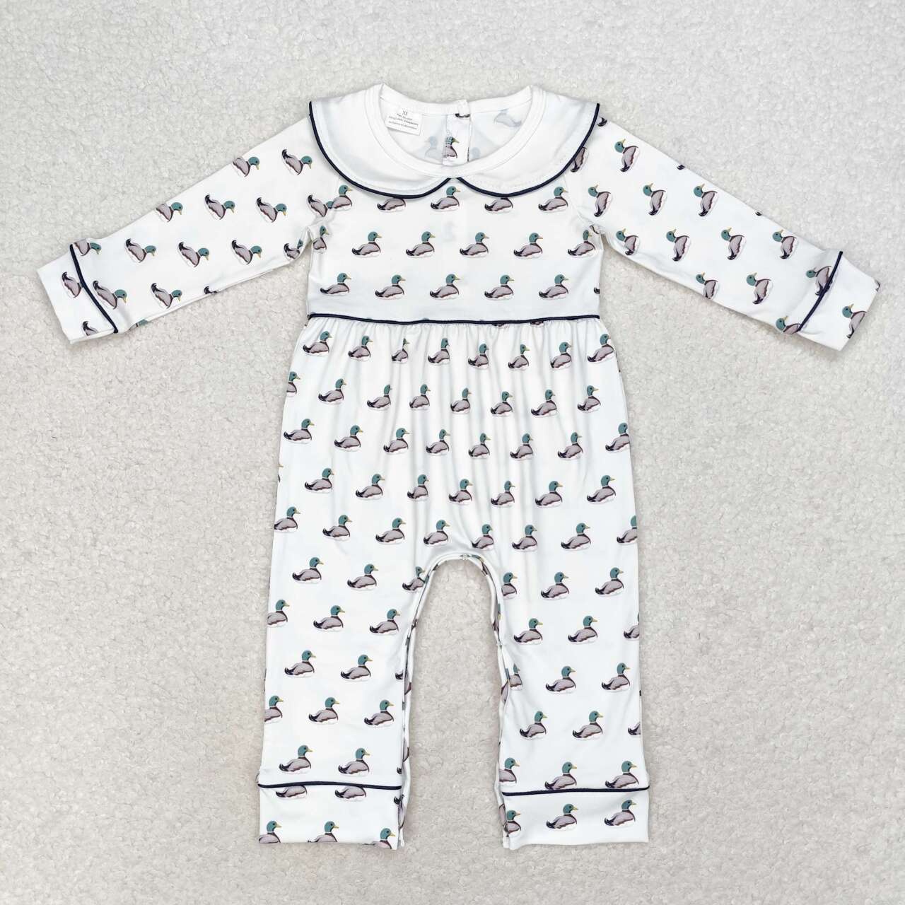 LR0943 mallard duck long sleeve girls romper