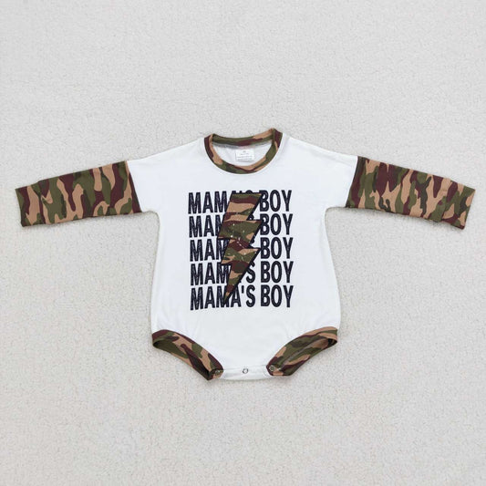 LR0676 mamas boy camo long sleeve kids romper