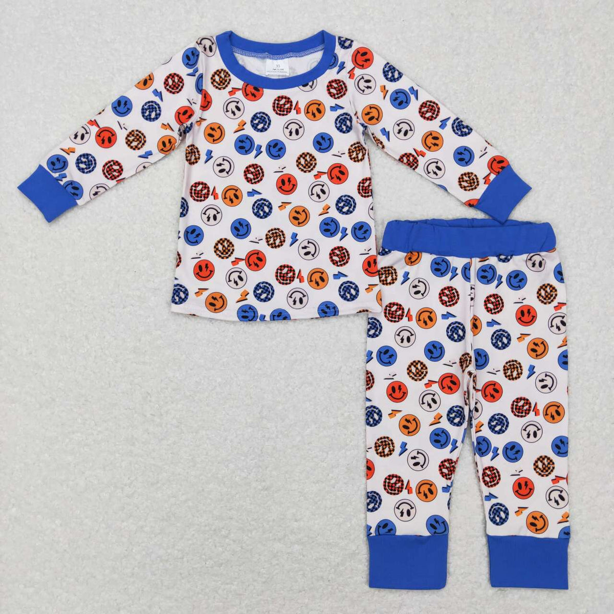 BLP0371 Colorful smile blue long sleeve girls set