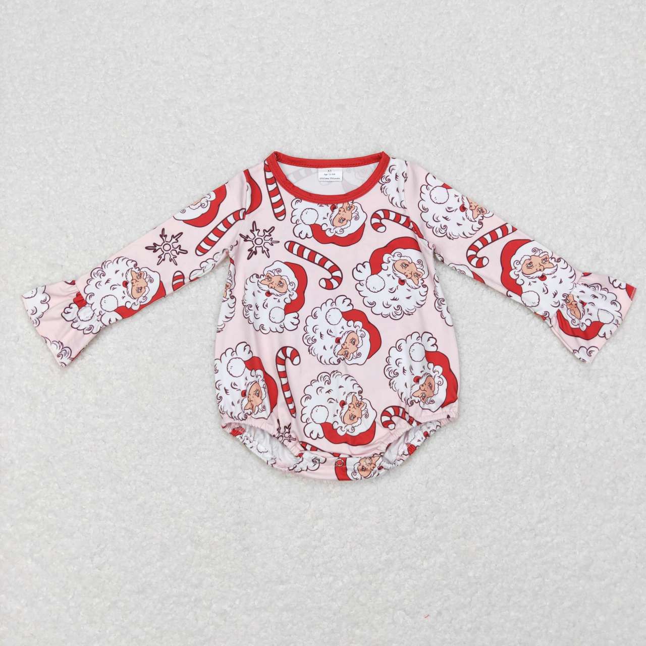 LR0607 Christmas Santa Claus cane candy long sleeve girls dress
