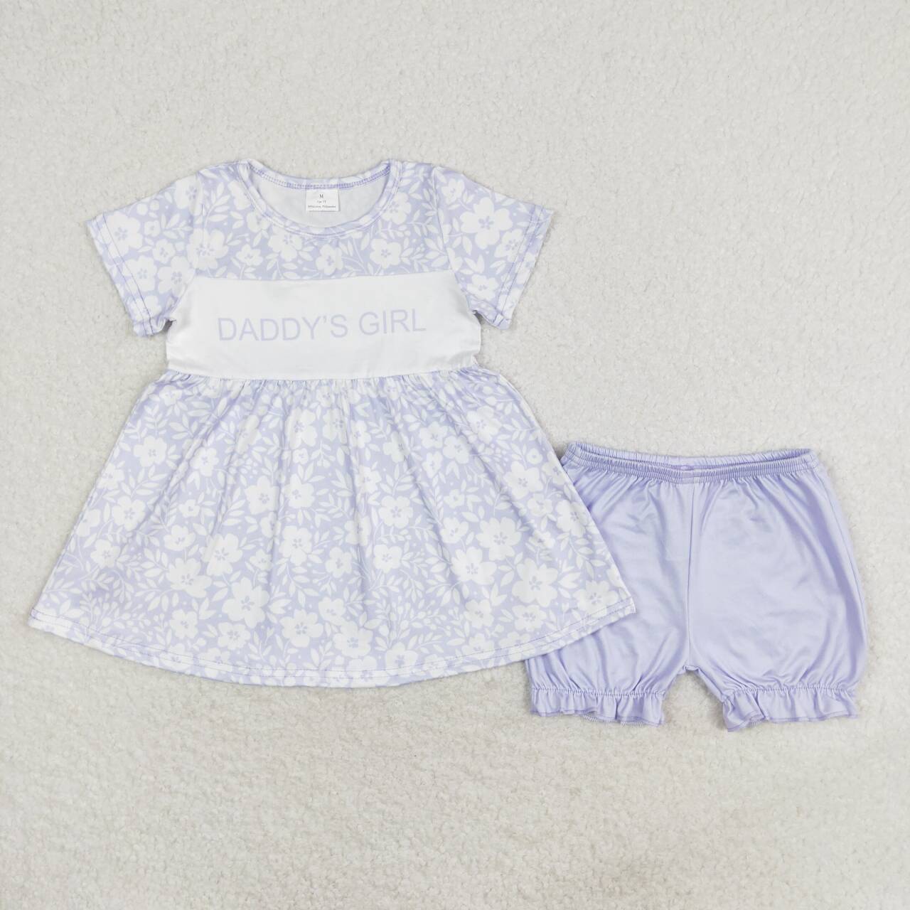 GSSO1070 daddy's girl blue flowers short sleeve blue shorts girls set