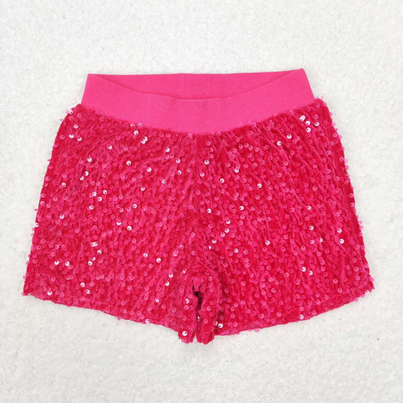 SS0351 hot pink sequin girls shorts