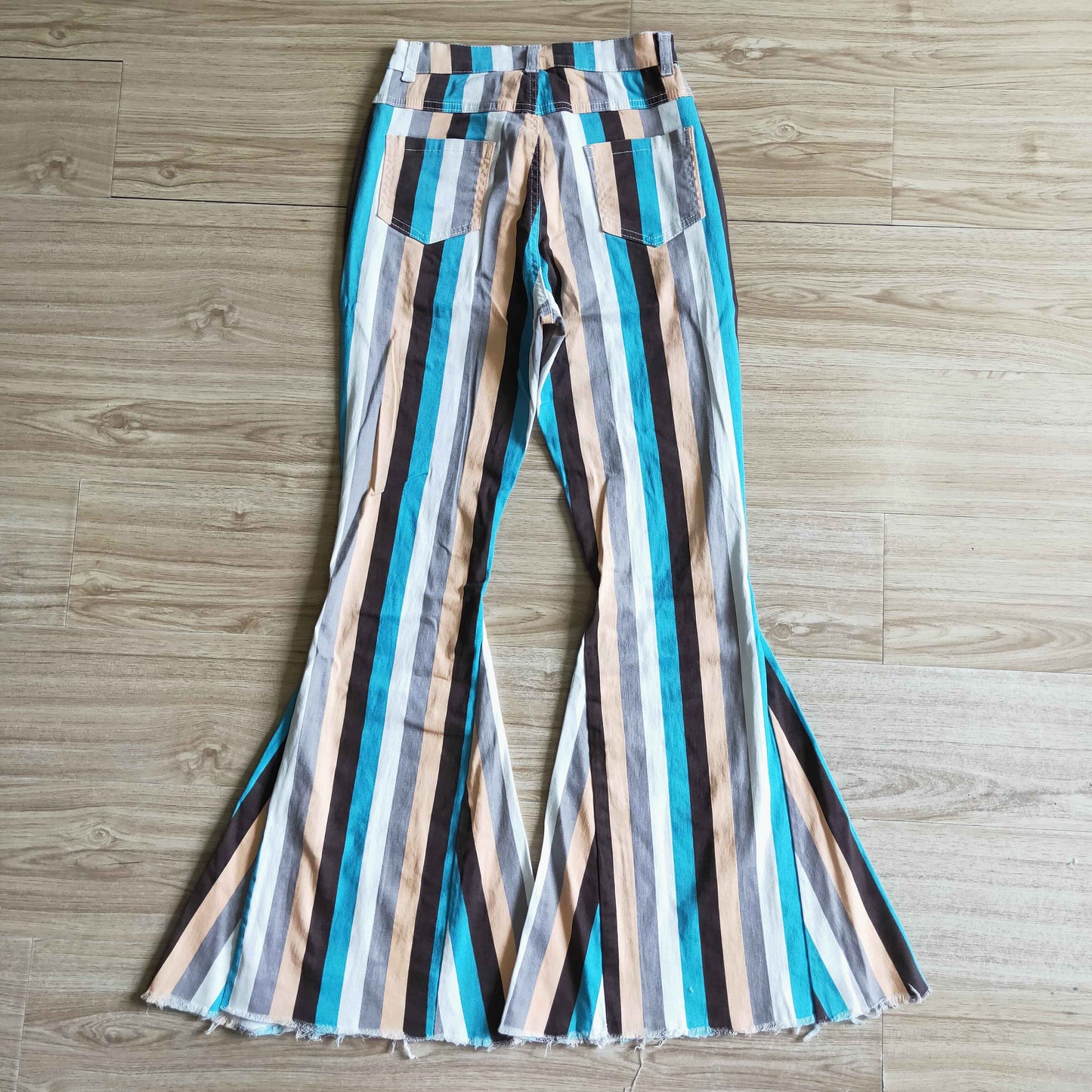 P0009 Striped Print Colorful Adult Denim Jeans