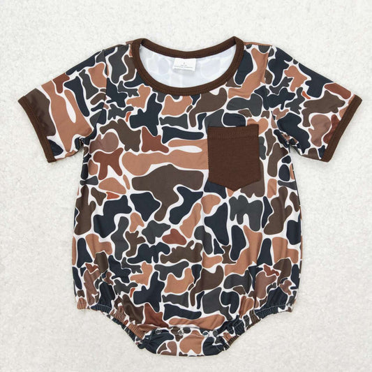 SR1580 brown camo pocket short sleeve boys cool romper