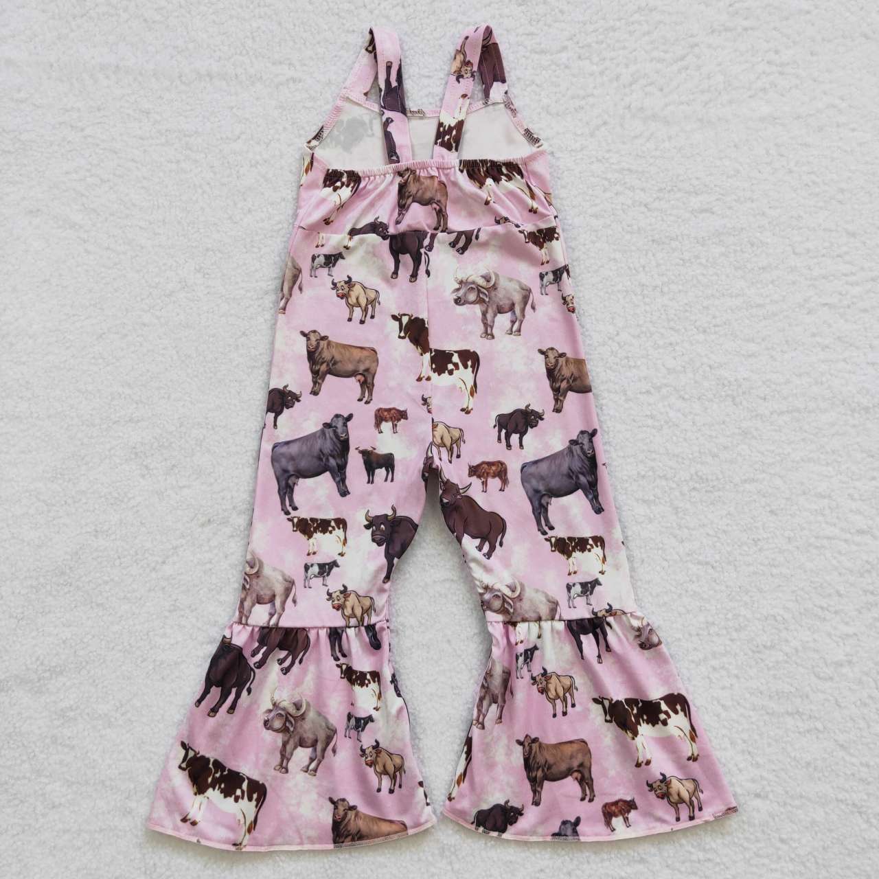 SR0372 Cow Pink Sleeveless Girls Kids Summer Jumpsuits