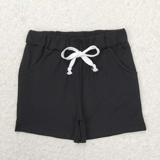 SS0137 Black cotton pockets kids shorts