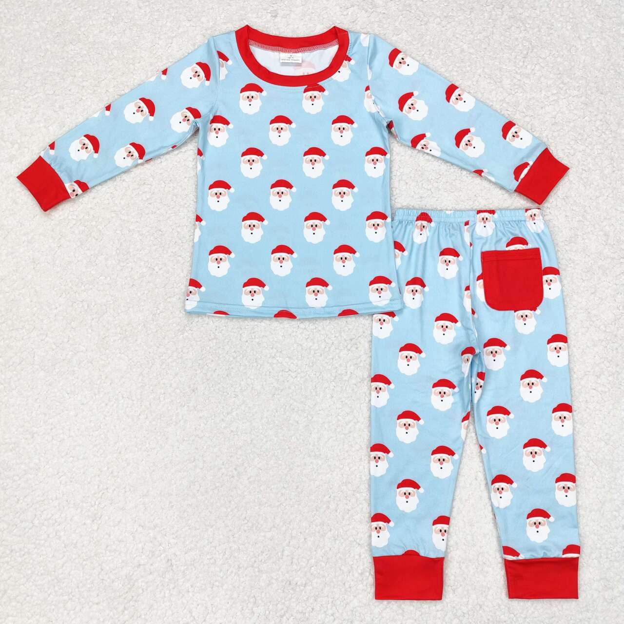 BLP0523 Christmas Santa blue long sleeve pants boys pajamas