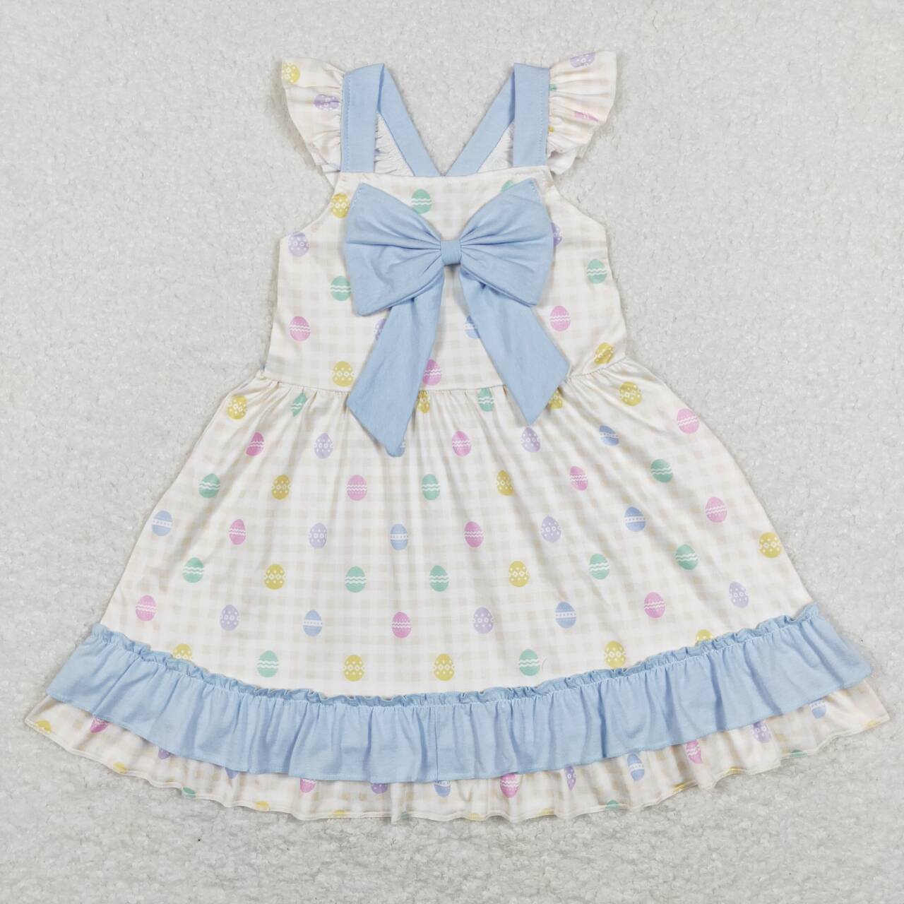 GSD0582 Easter egg blue flutter sleeve girls dress