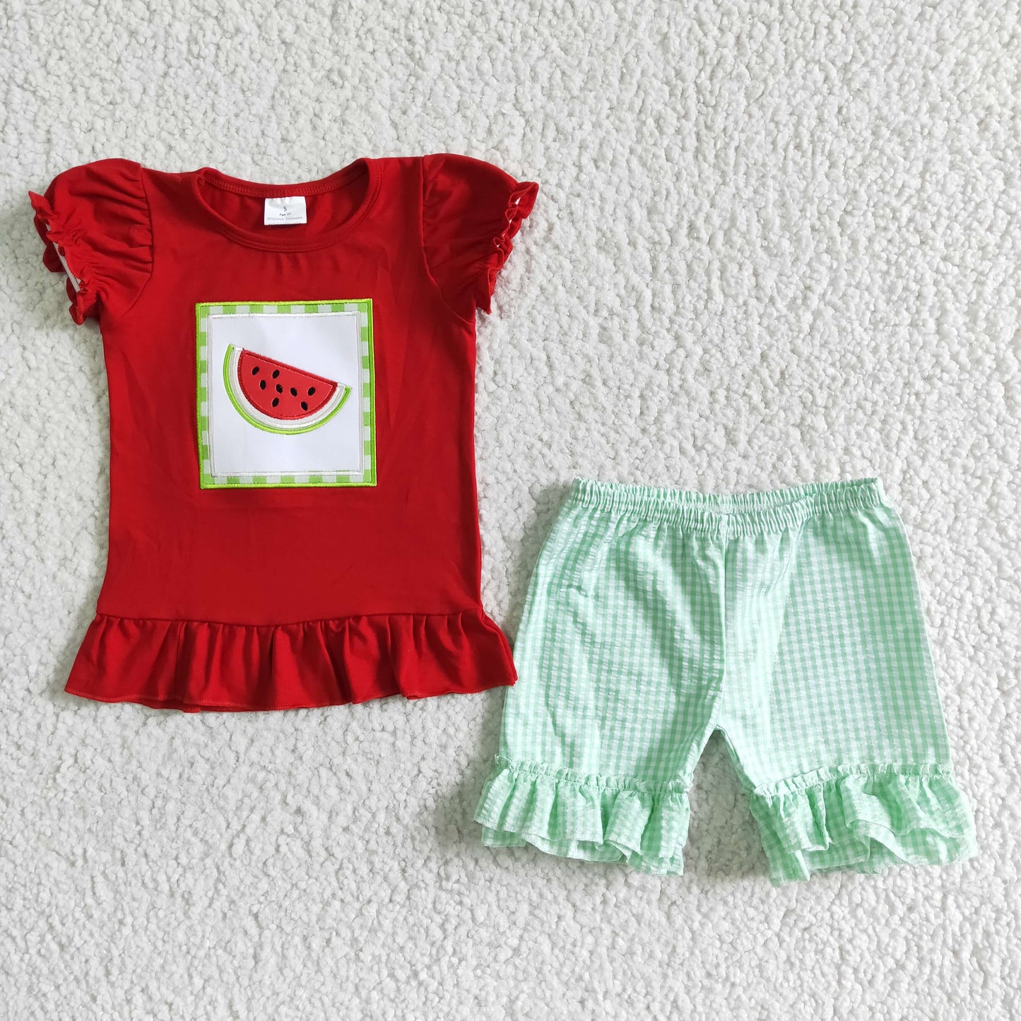 A14-15 Summer Watermelon Embroidery Girls Set