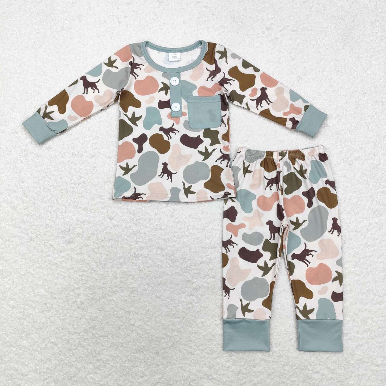 bamboo BLP0669 hunting camo dogs long sleeve pants boys pajamas