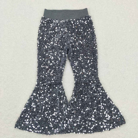 C7-14 Grey Sequin Bell-bottom Hot Sale Kids Pants