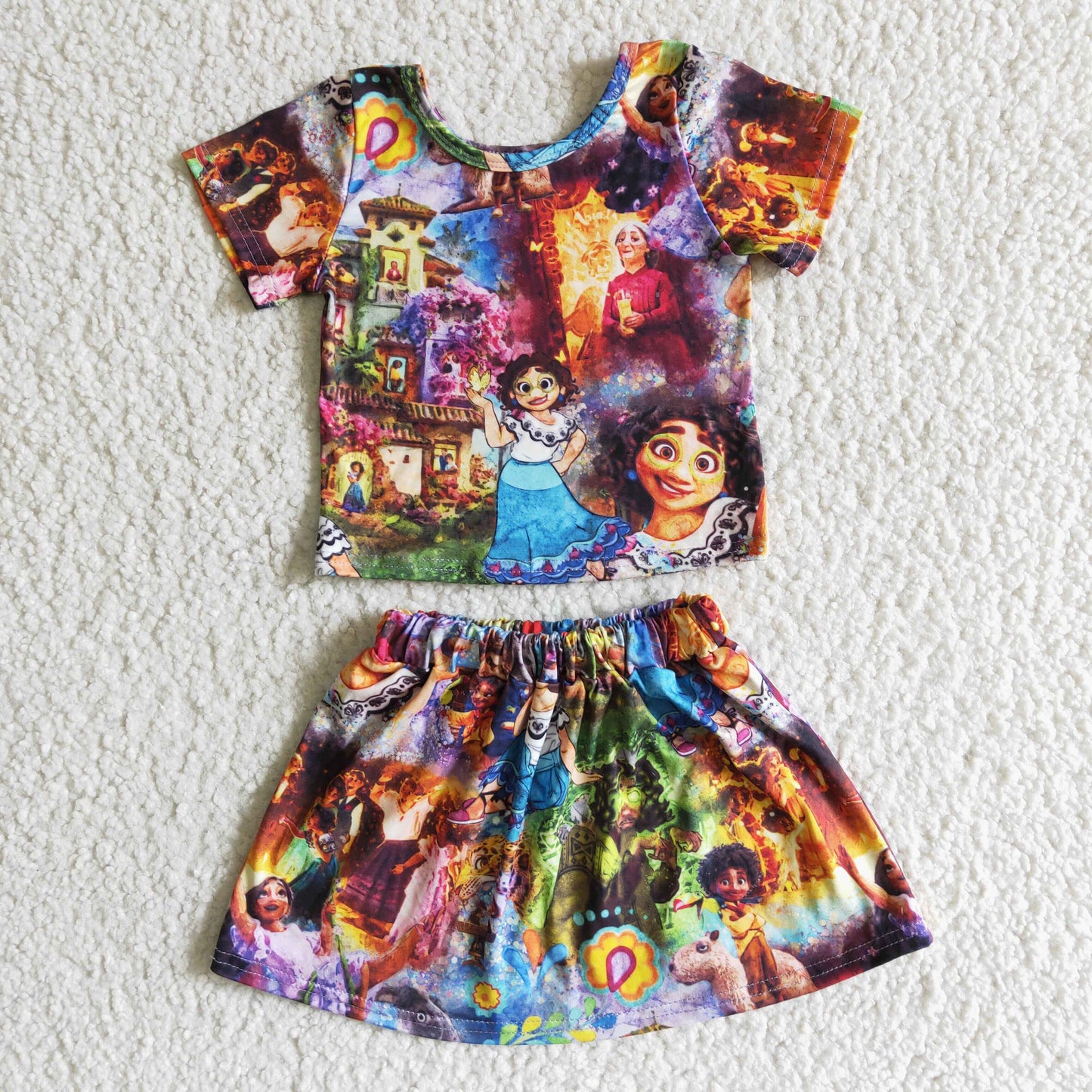 GSD0027 Cartoon Cool Baby Girls Skirts Dress Set