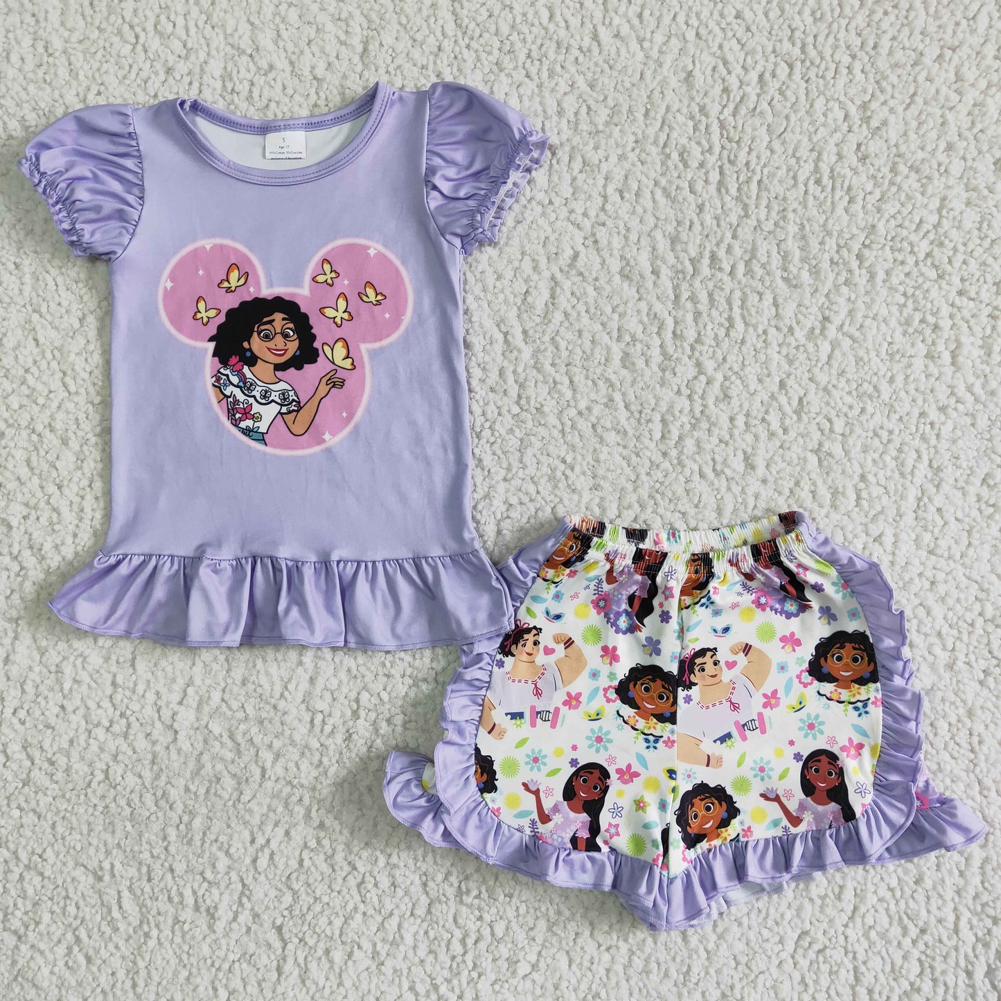 GSSO0001 Purple Short Sleeve Cartoon Casual Set