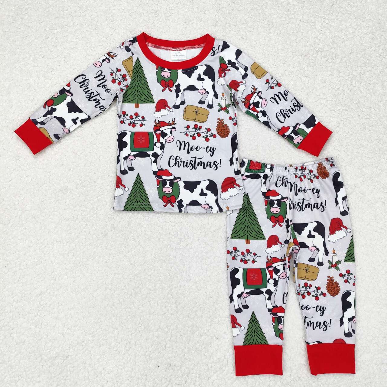 BLP0513 Christmas cow hat tree long sleeve pants boys pajamas