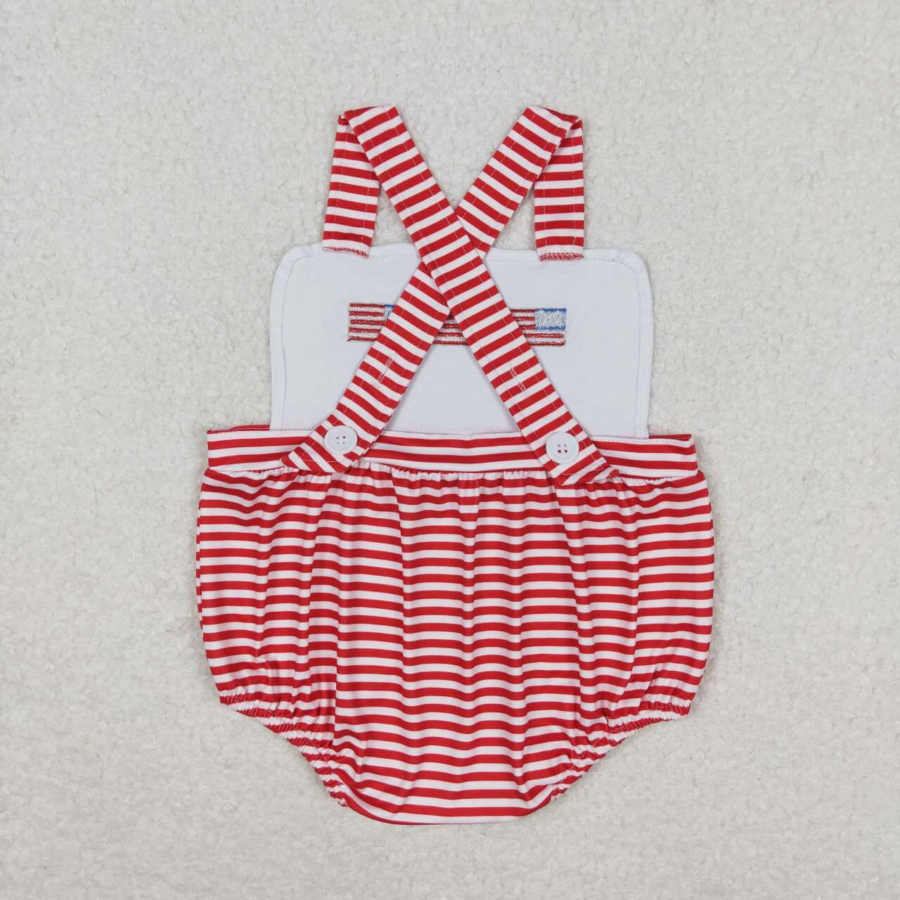 SR1212 embroidery July 4th flag red striped boys romper