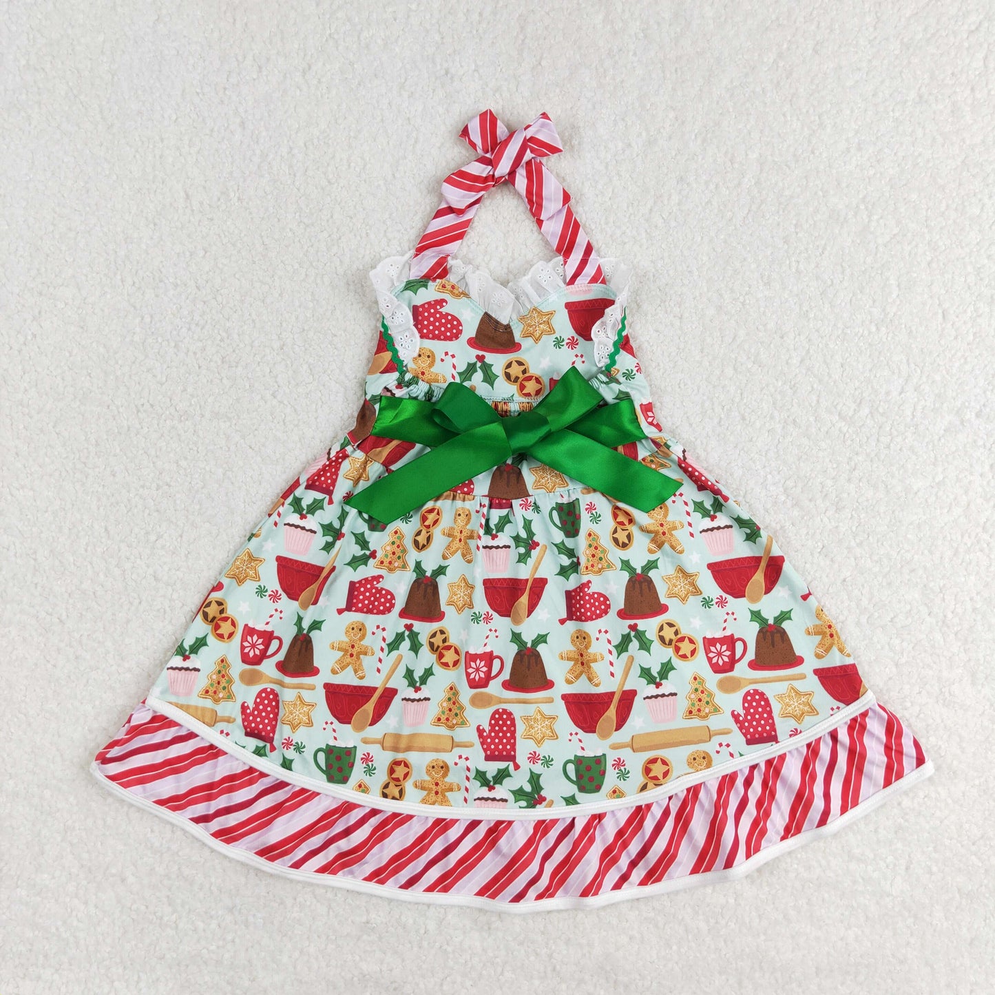 GSD1344 Christmas gingerbread man red girls dress