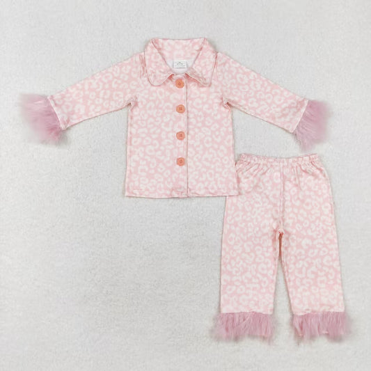 USA SHOP GLP1258 pink leopard long sleeve pants girls pajamas