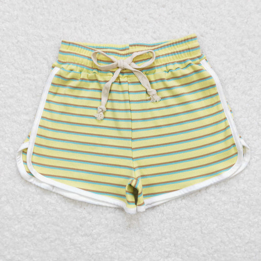 SS0245 yellow striped girls shorts