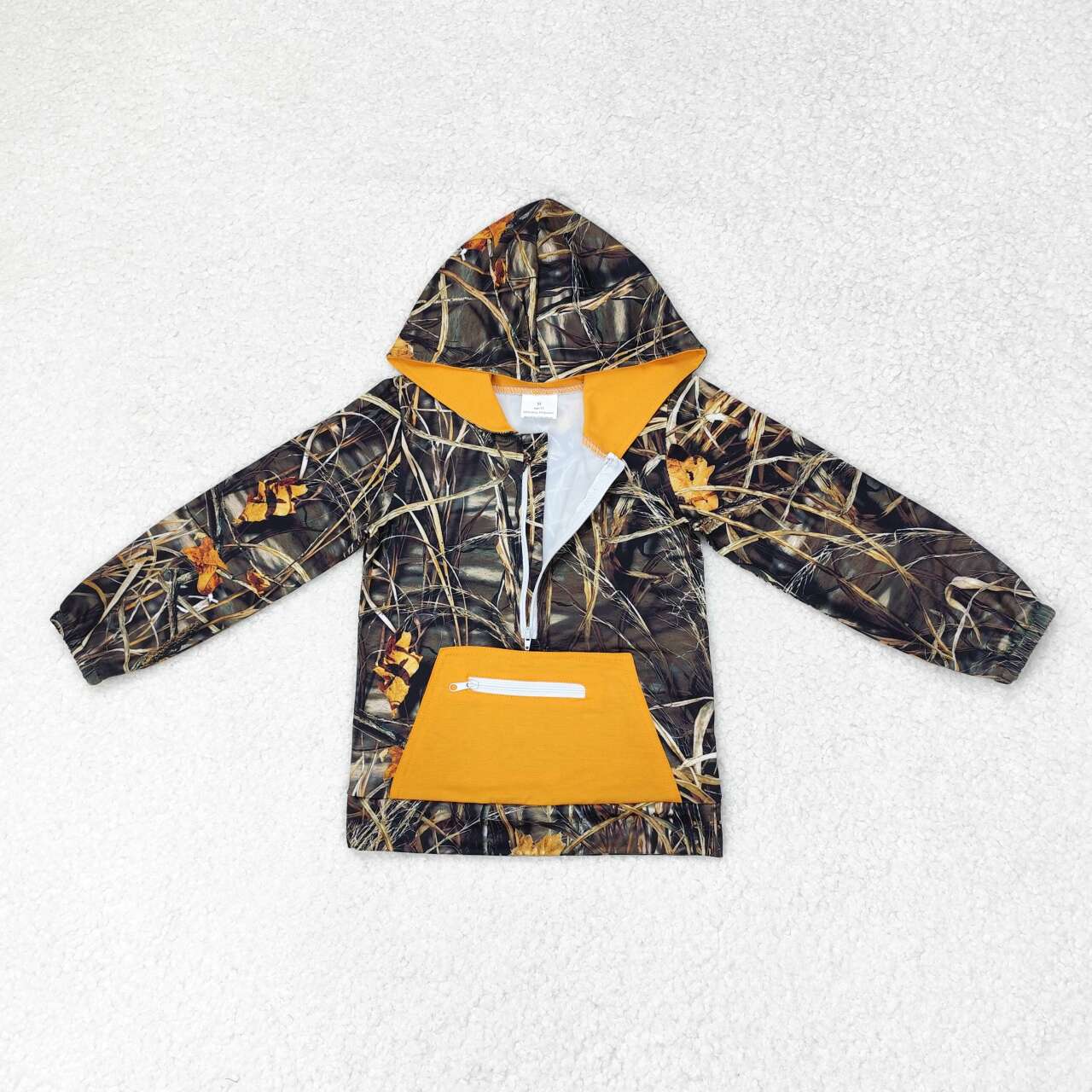 BT0755 branch orange pocket long sleeve boys hoodie top