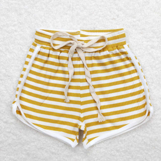 SS0287 orange yellow striped girls shorts