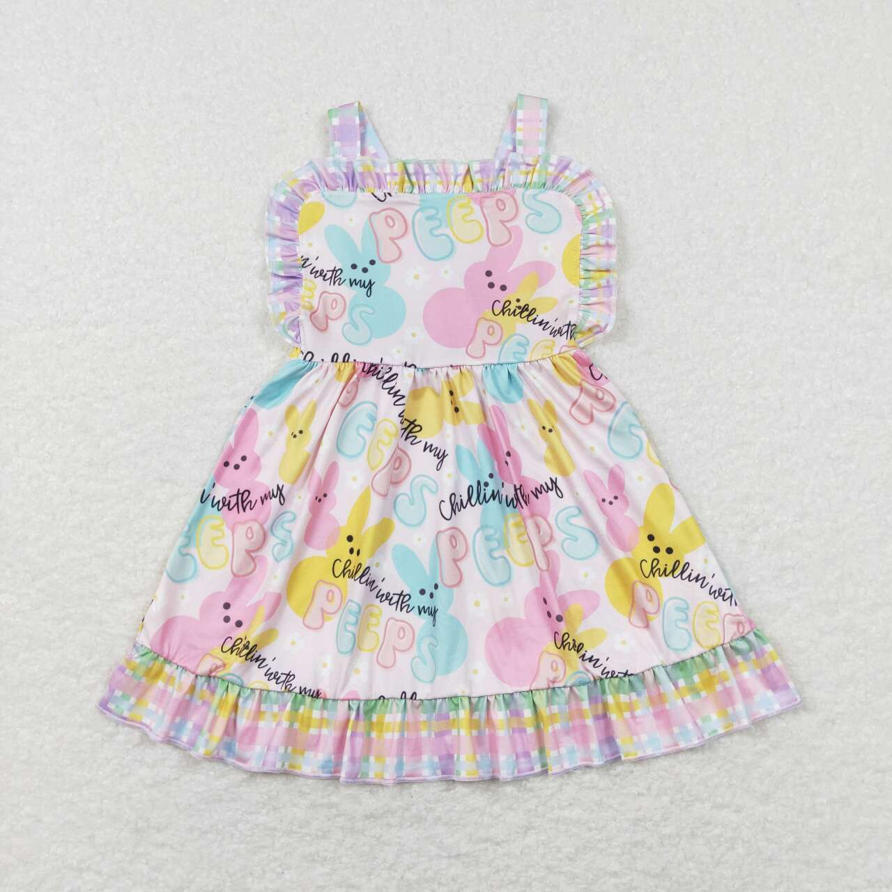 GSD0551 Easter colorful rabbit peep sleeveless girls dress