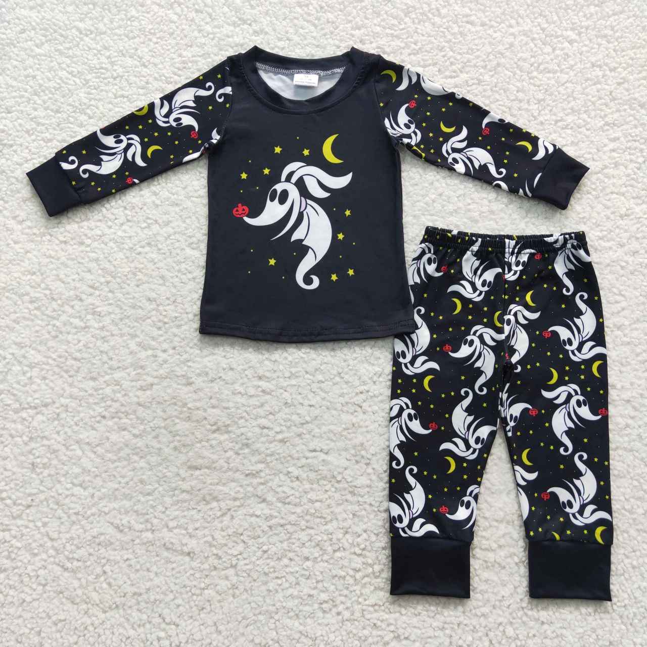 BLP0187 Halloween Dog Ghost Moon Black Long Sleeves Boys Pajamas