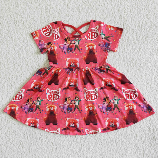 GSD0059 Cartoon Short Sleeve Red Cute Twirl Dress