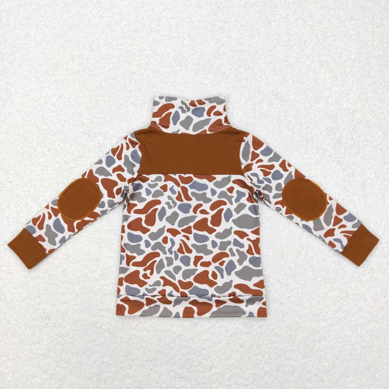 BT0468 Camo brown long sleeve boys zipper pullover