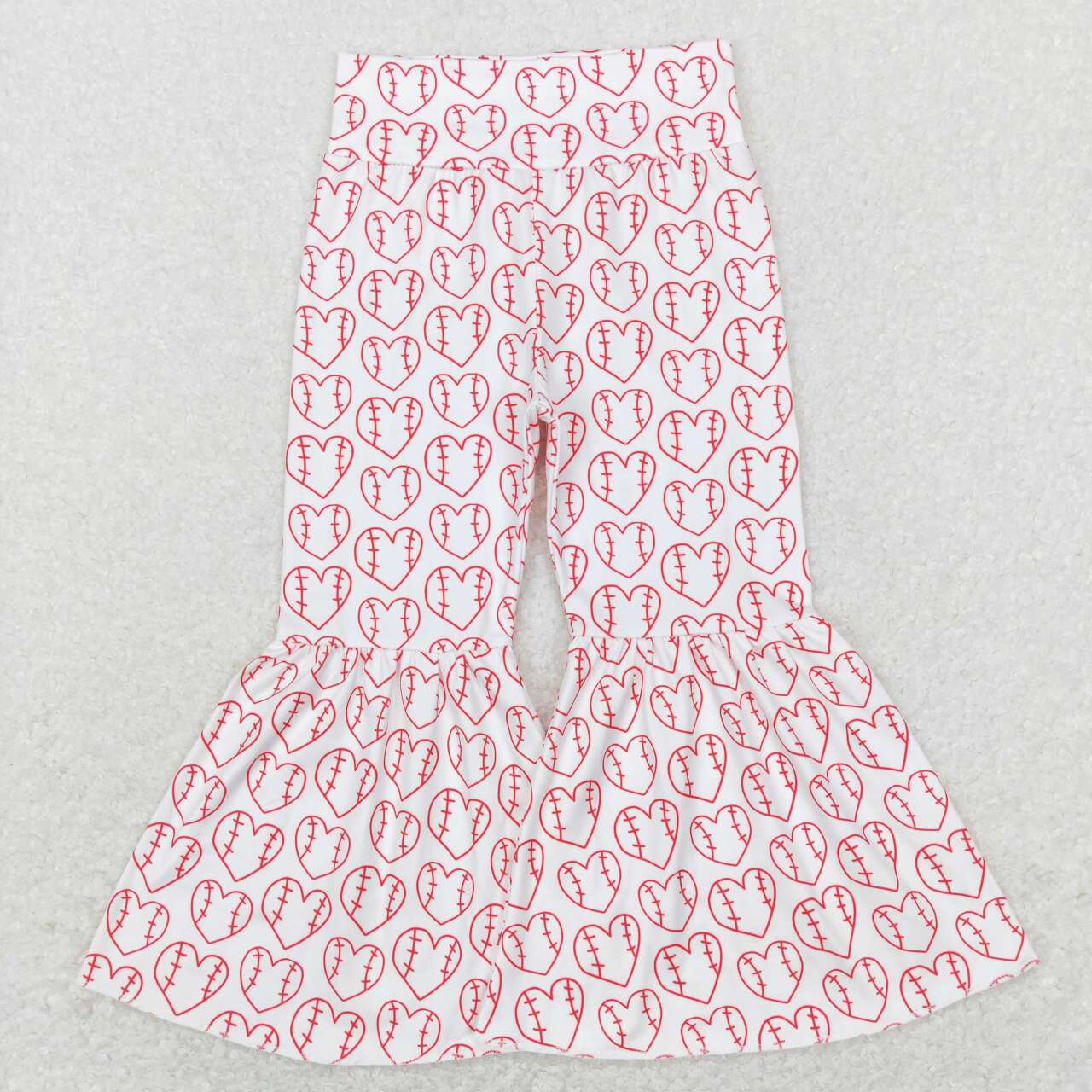 P0404 Valentine's Day Baseball Heart Pink Girls Pants